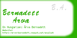 bernadett arva business card